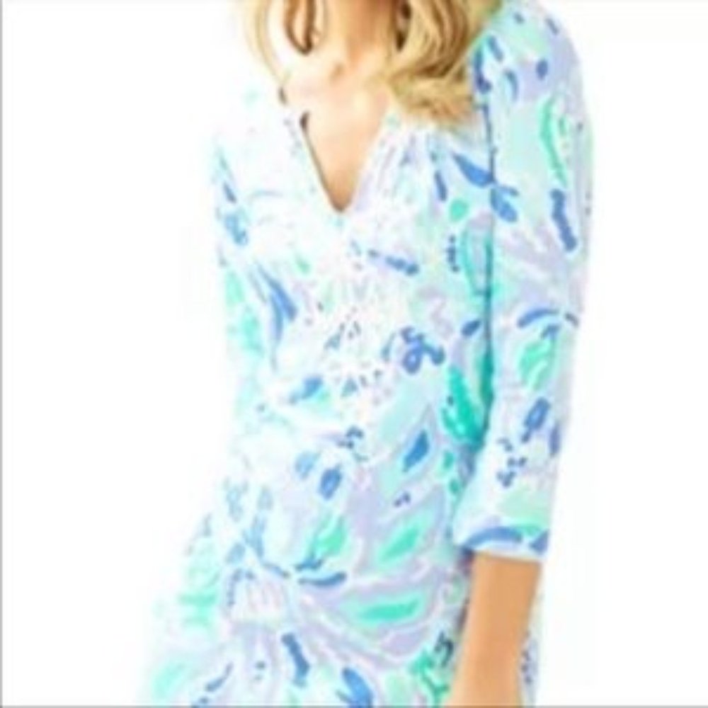 Lilly Pulitzer Marina Dress - Lilac Nice Ink - 3/4 sleeve